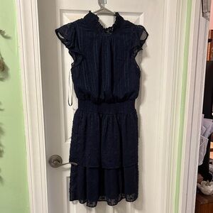Elegant Navy Blue Lace Dress